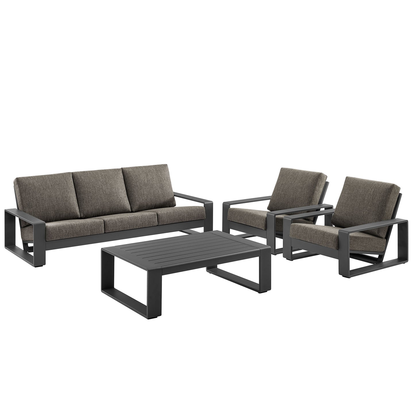 Lirienne Outdoor Patio Aluminum Faux Wood Armchairs Set of 2 by Modway
