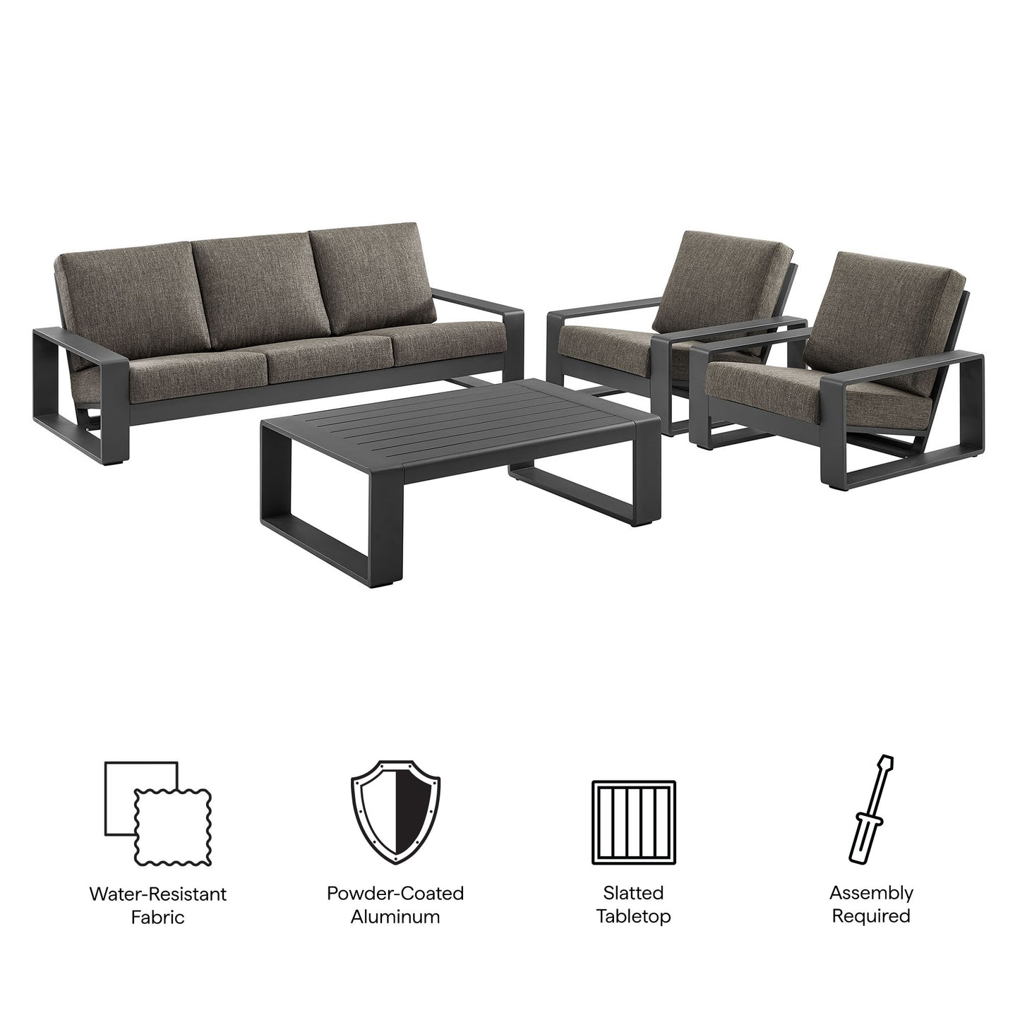 Lirienne Outdoor Patio Aluminum Faux Wood Armchairs Set of 2 by Modway