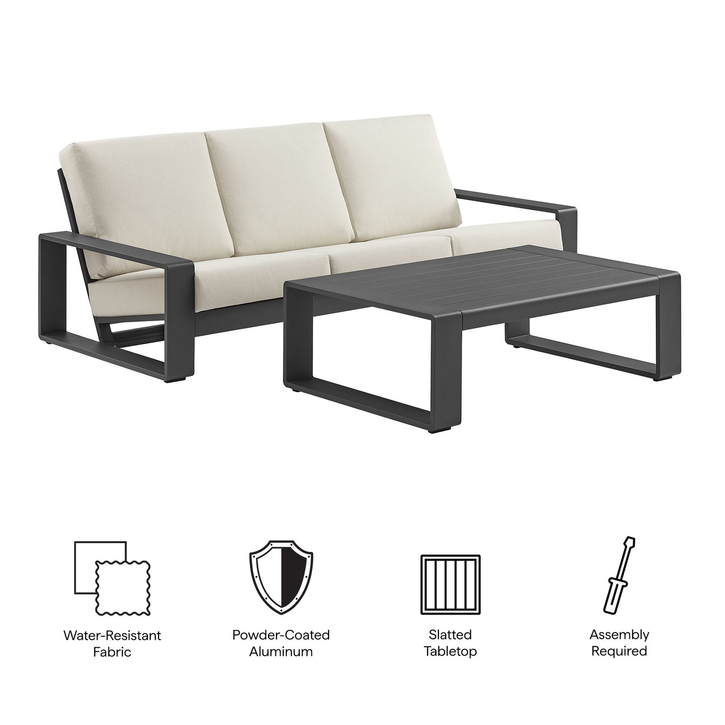 Lirienne 2-Piece Outdoor Patio Aluminum Furniture Set by Modway | Outdoor Patio Daybed | Modishstore - 3