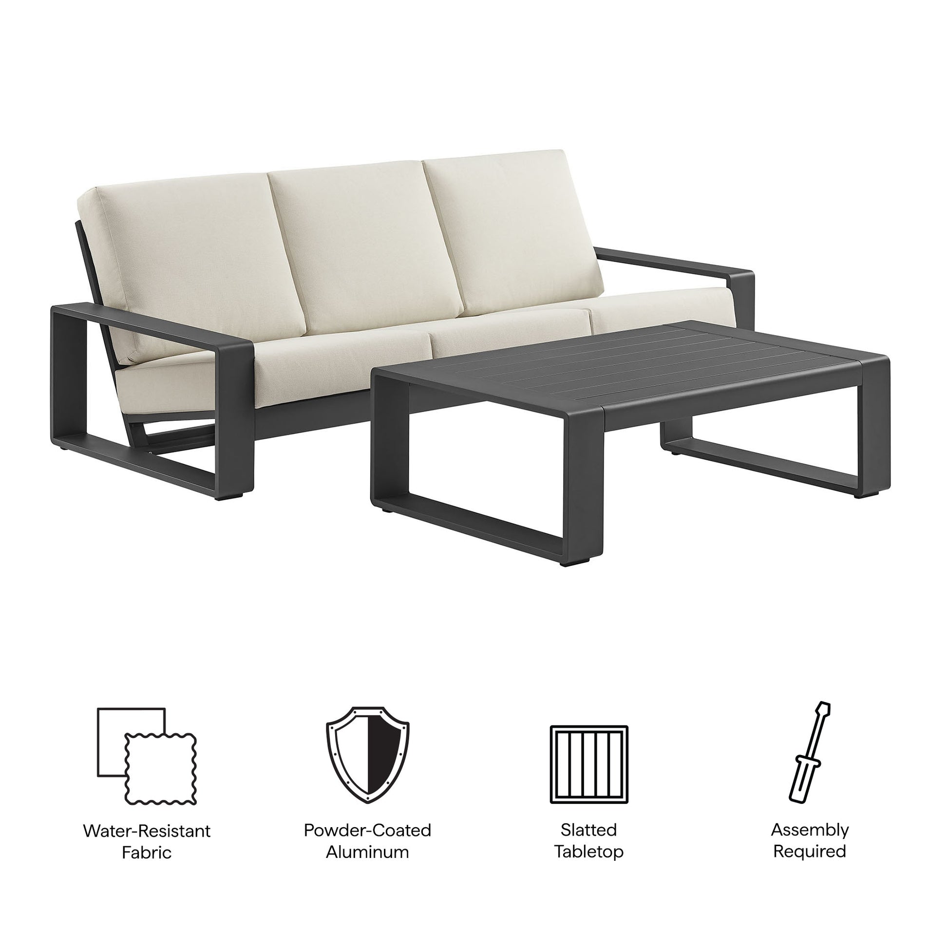 Lirienne 2-Piece Outdoor Patio Aluminum Furniture Set by Modway | Outdoor Patio Daybed | Modishstore - 3
