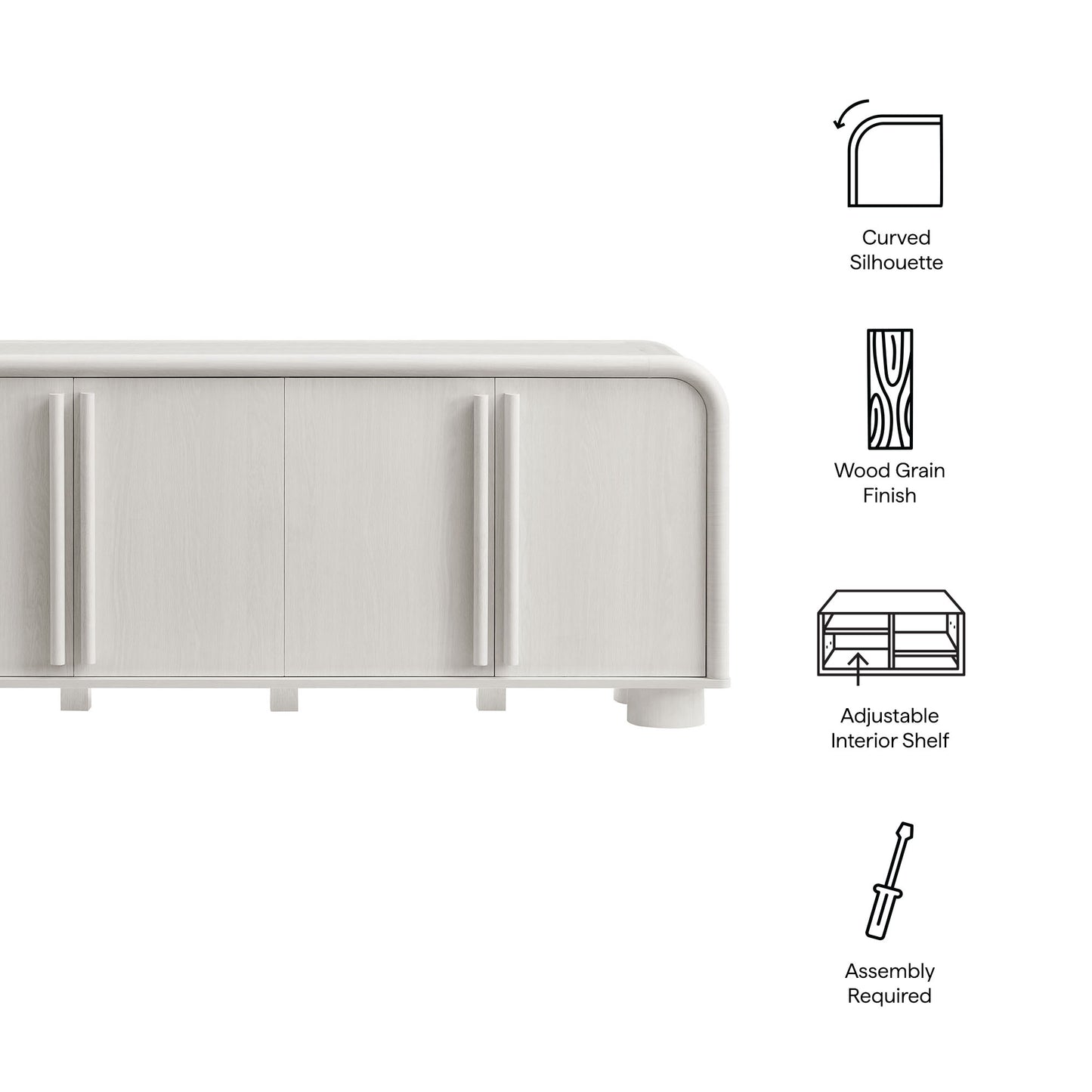 Bellamy Curved 4-Door Sideboard Cabinet by Modway | Sideboards | Modishstore - 8