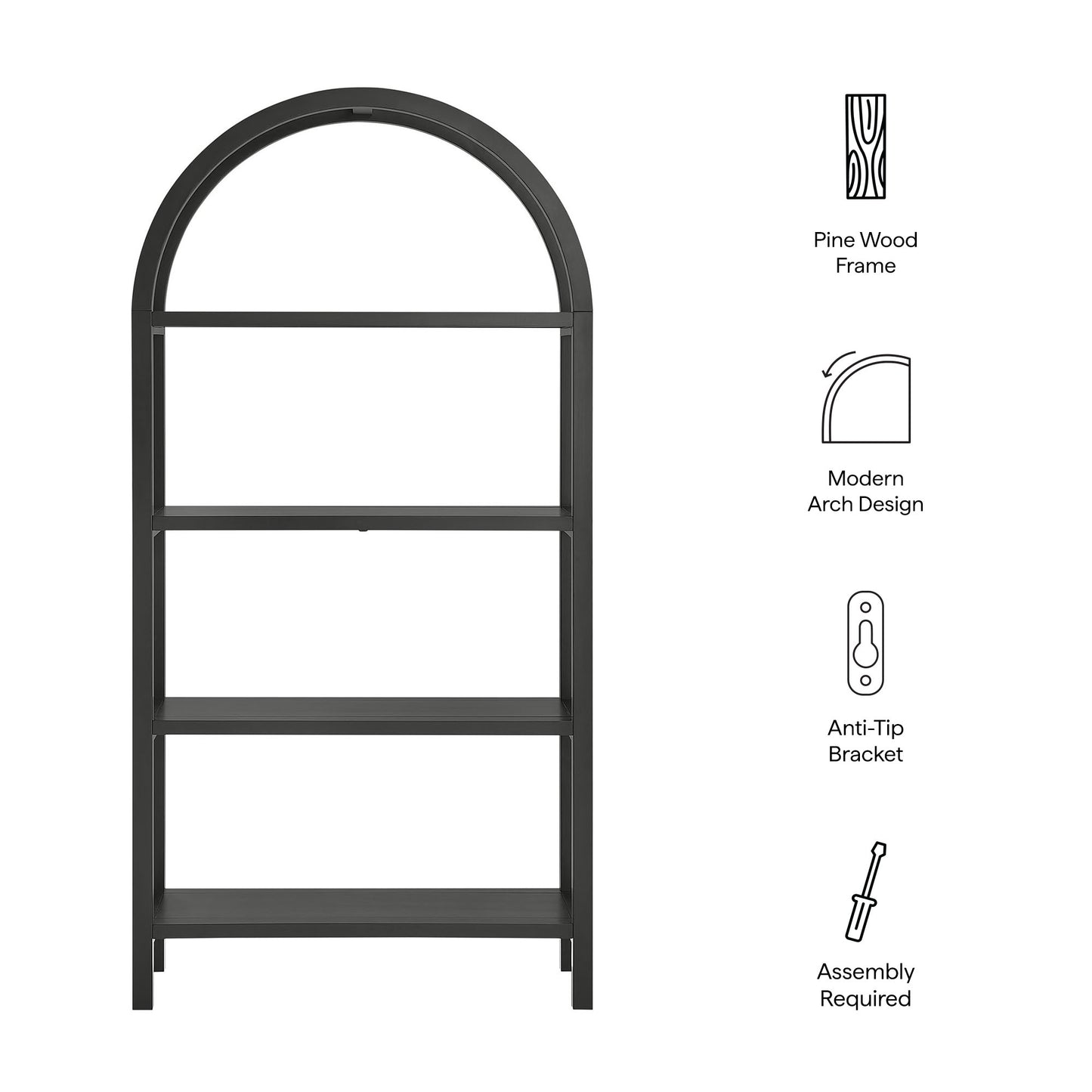 Vexley 72 Inch Large Arched Bookshelf by Modway | Bookcases | Modishstore - 8