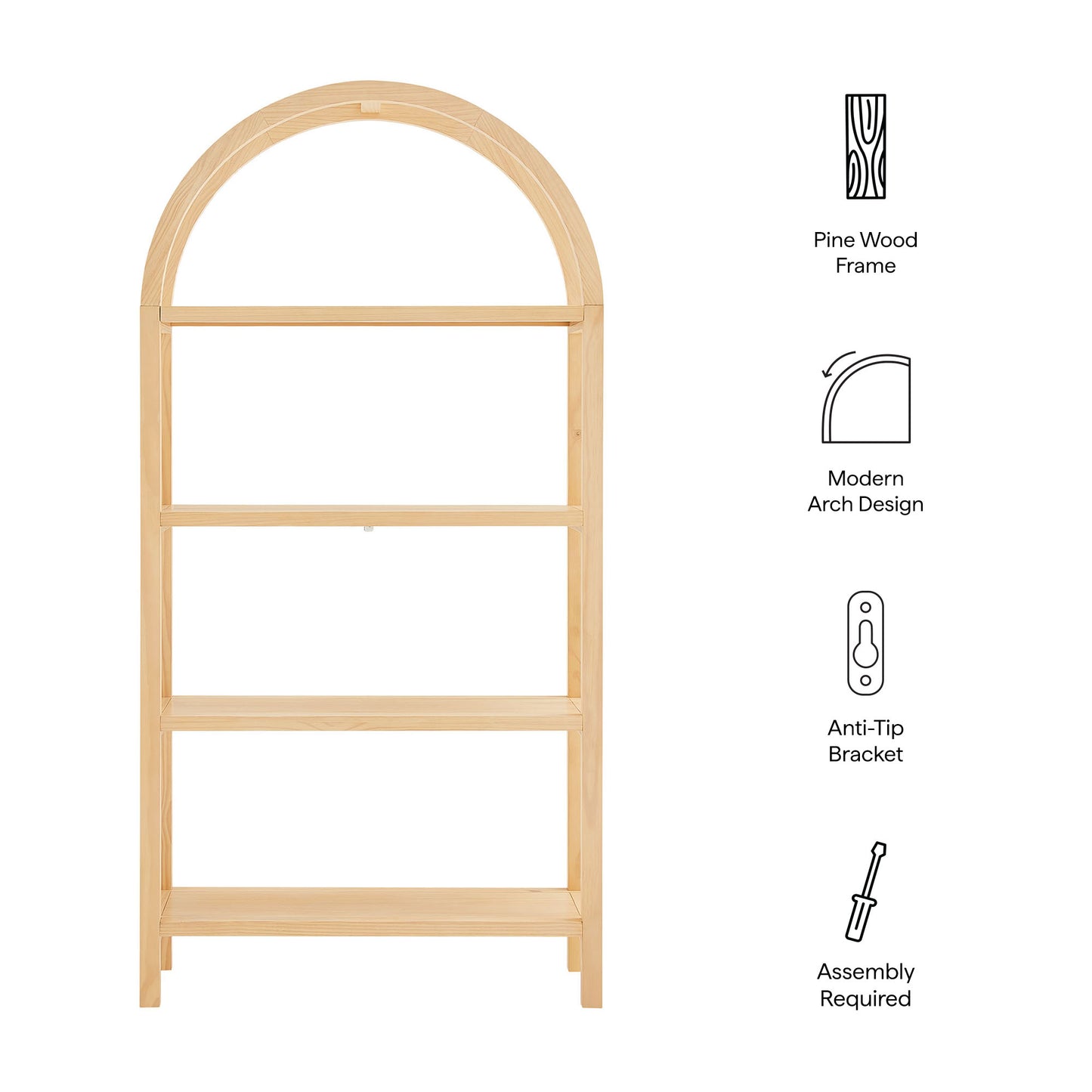 Vexley 72 Inch Large Arched Bookshelf by Modway | Bookcases | Modishstore - 17