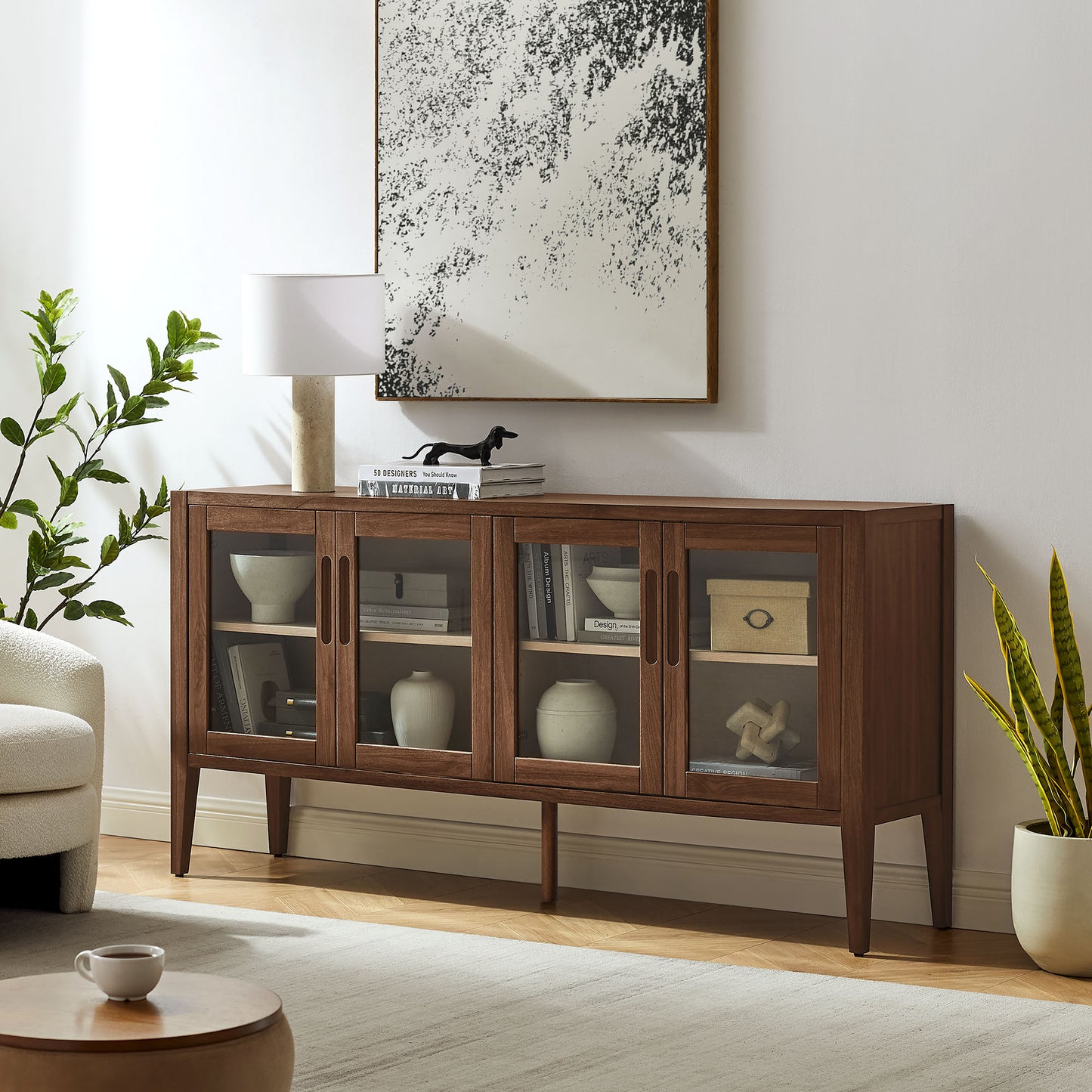 Nell 72" Glass Door Sideboard Storage Display Cabinet by Modway | Cabinets | Modishstore - 7