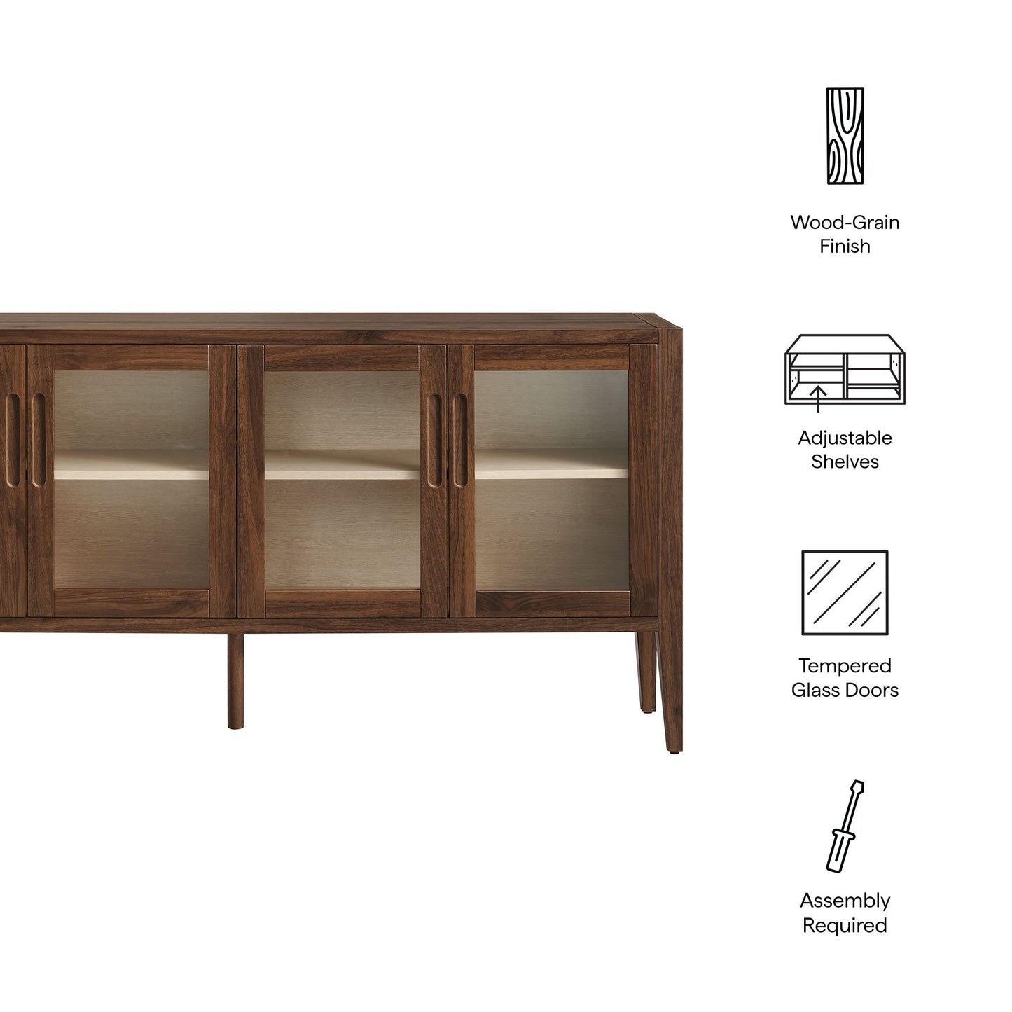 Nell 72" Glass Door Sideboard Storage Display Cabinet by Modway | Cabinets | Modishstore - 8