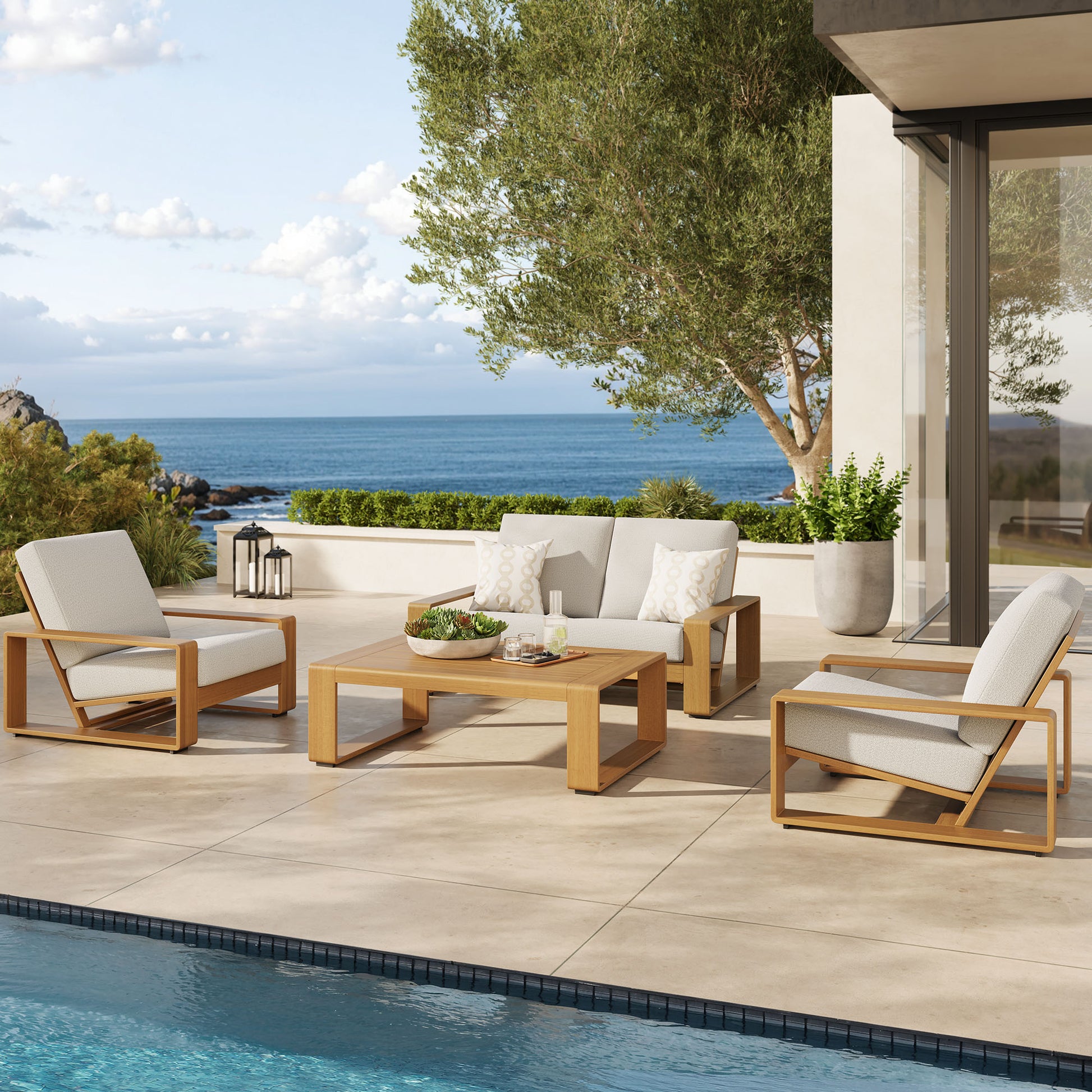 Lirienne 4-Piece Outdoor Patio Aluminum Faux Wood Furniture Set by Modway | Outdoor Patio Daybed | Modishstore - 2