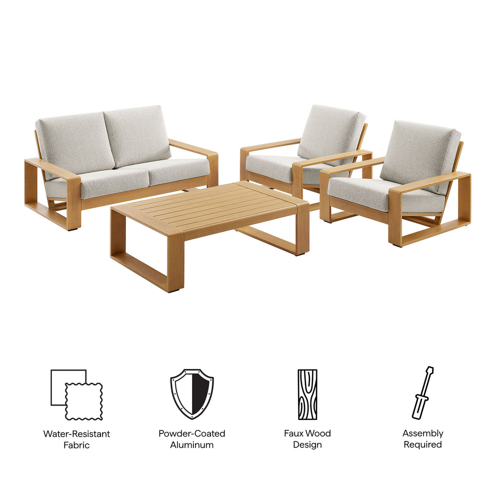 Lirienne 4-Piece Outdoor Patio Aluminum Faux Wood Furniture Set by Modway | Outdoor Patio Daybed | Modishstore - 8
