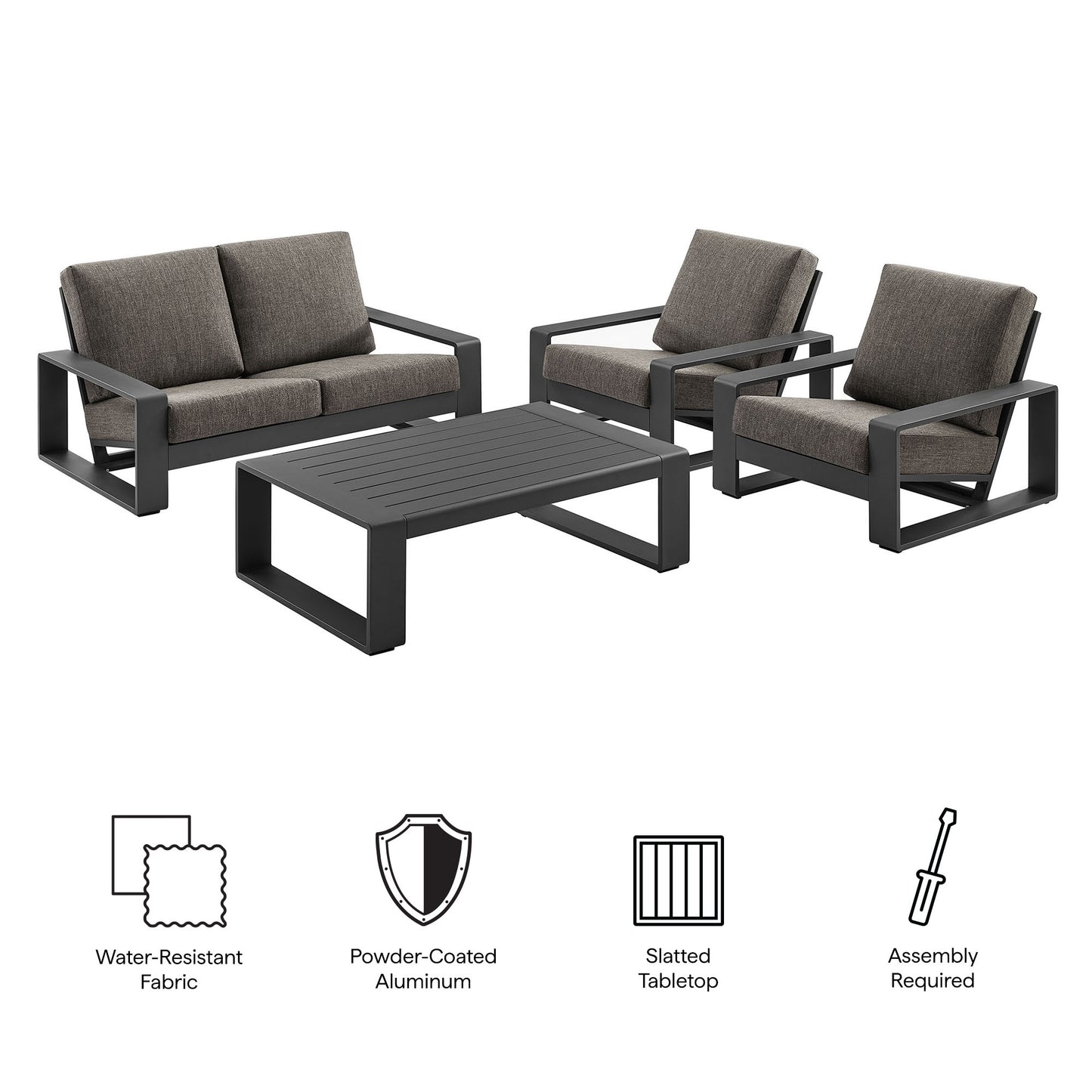 Lirienne 4-Piece Outdoor Patio Aluminum Furniture Set by Modway | Outdoor Patio Daybed | Modishstore - 12