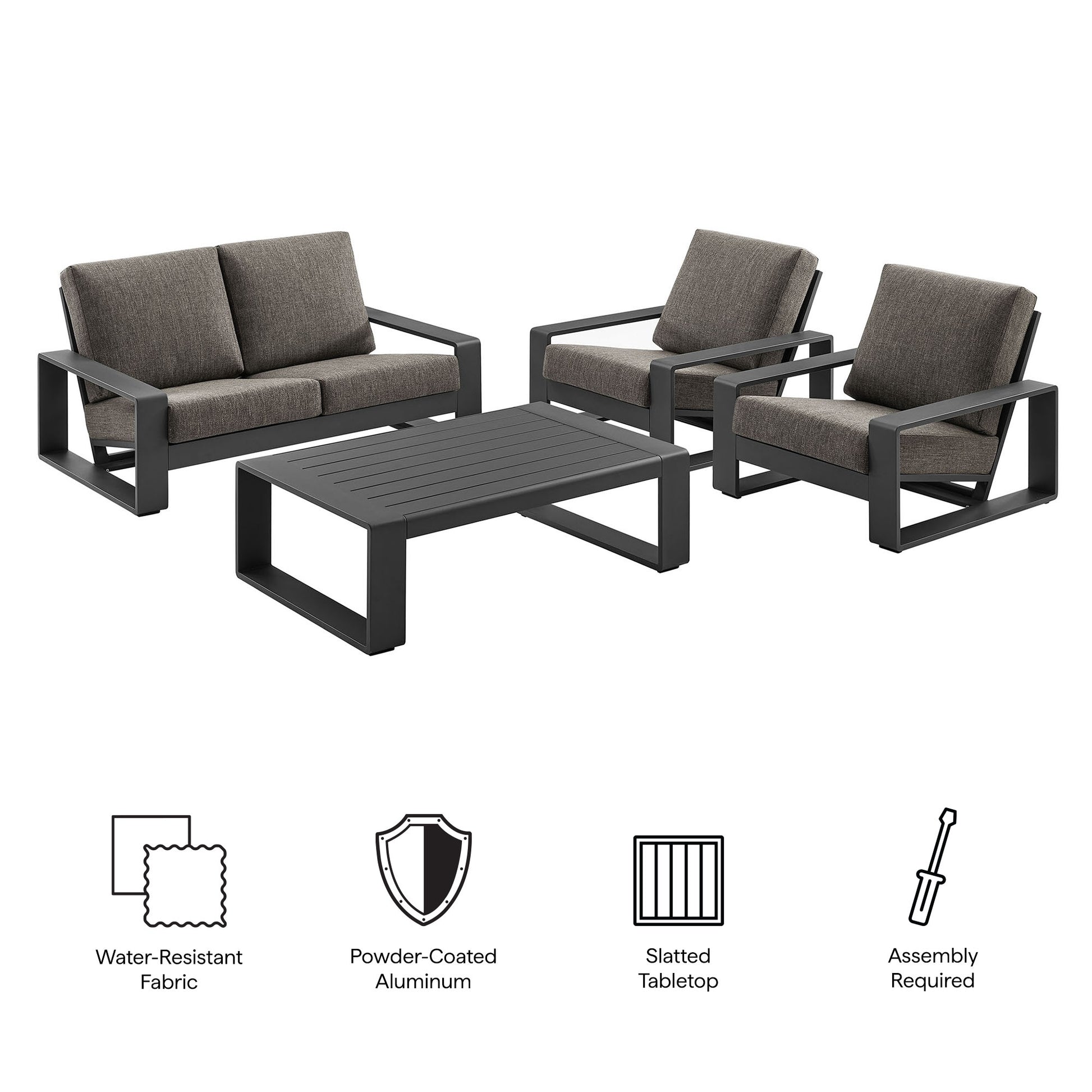 Lirienne 4-Piece Outdoor Patio Aluminum Furniture Set by Modway | Outdoor Patio Daybed | Modishstore - 12