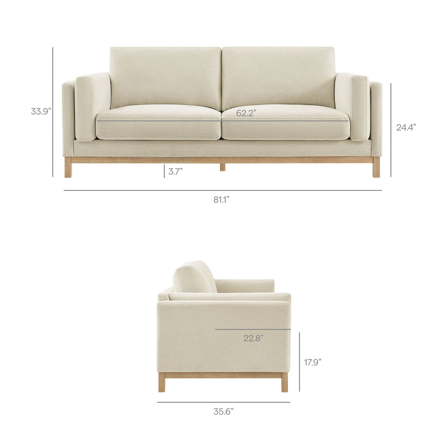 Roscoe 81 inch Fabric Sofa by Modway