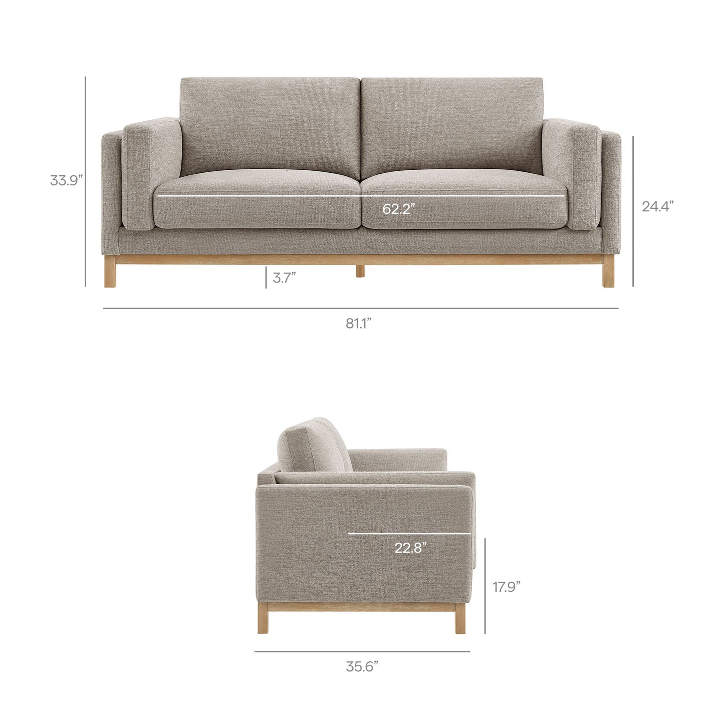 Roscoe 81 inch Fabric Sofa by Modway