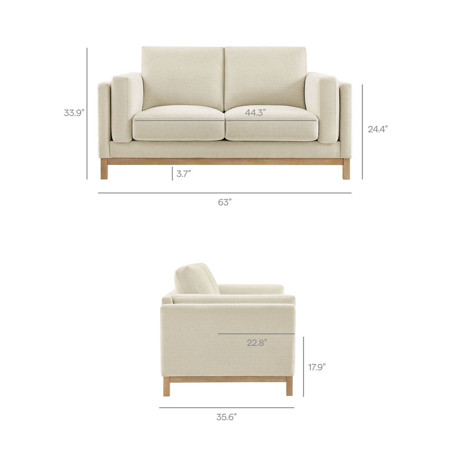Roscoe 63 inch Fabric Loveseat by Modway