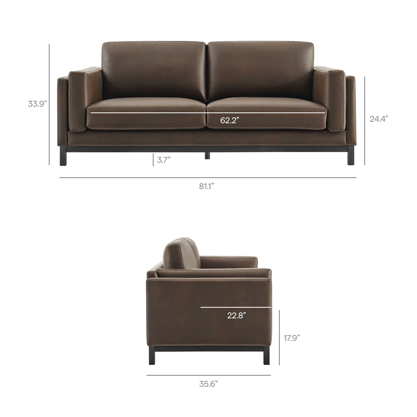 Roscoe 81 inch Vegan Leather Sofa by Modway