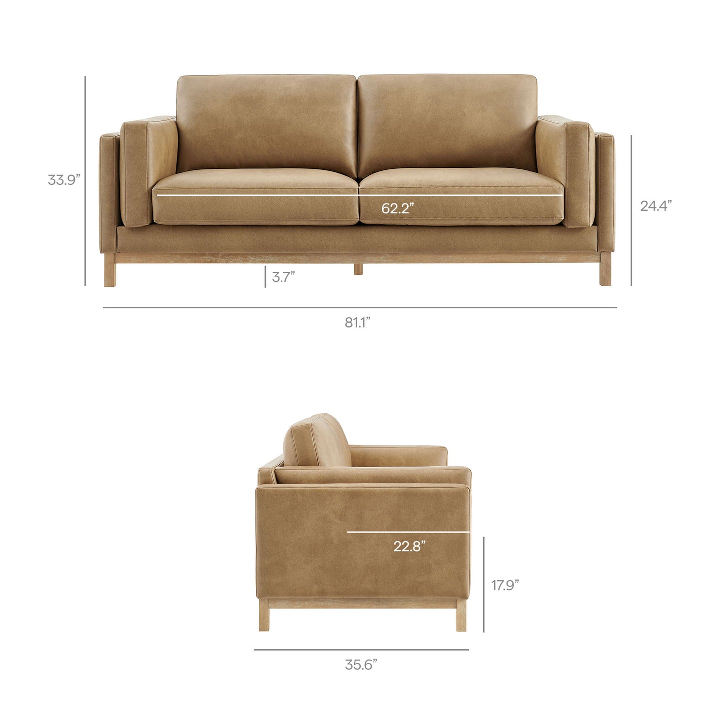 Roscoe 81 inch Vegan Leather Sofa by Modway