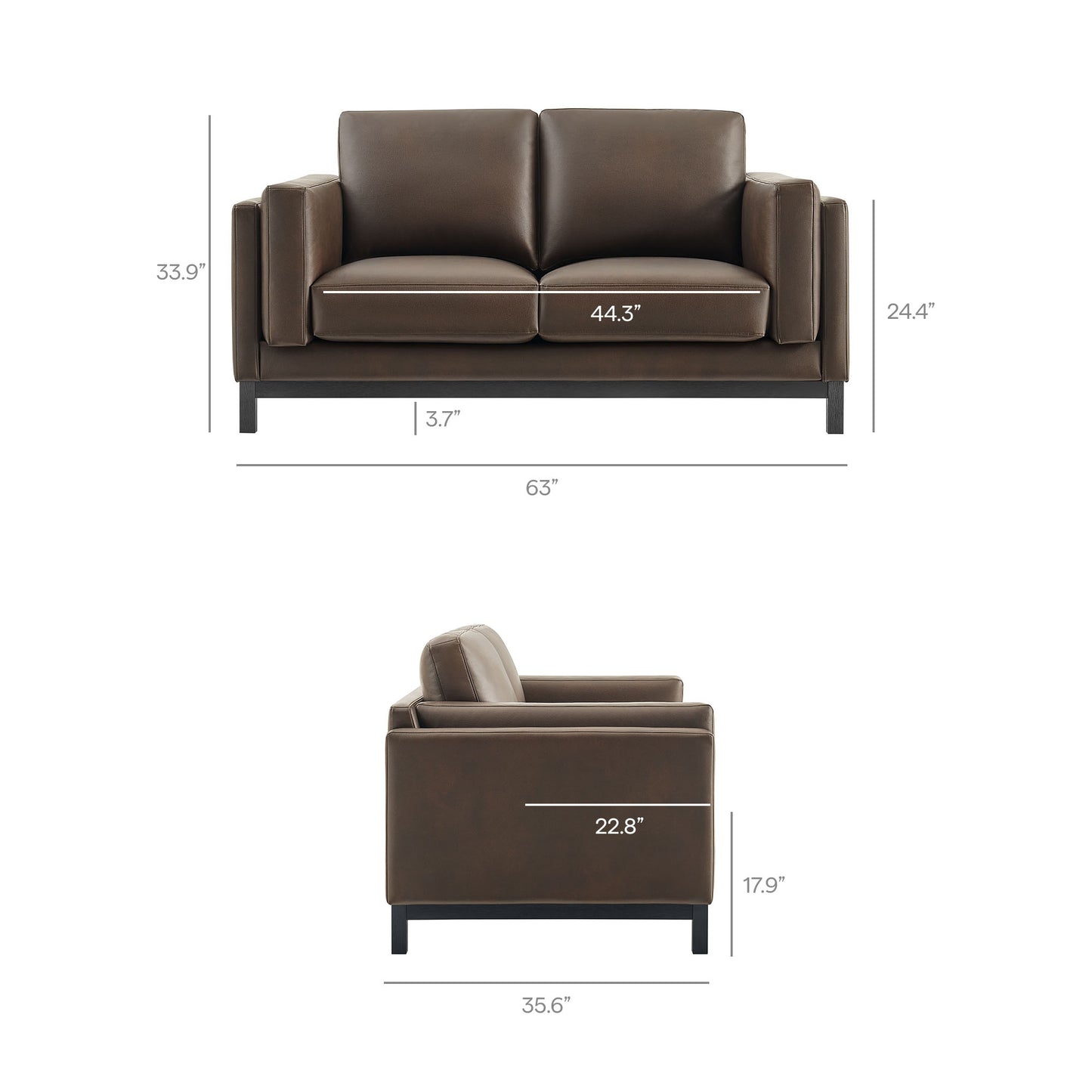 Roscoe 63 inch Vegan Leather Loveseat by Modway