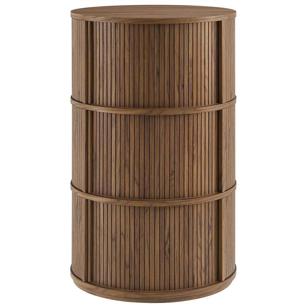Clement Round Pedestal Stand Storage Table With Sliding Tambour Doors by Modway | Cabinests | Modishstore - 4