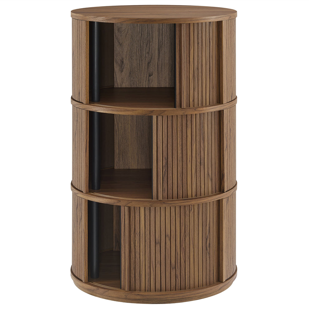 Clement Round Pedestal Stand Storage Table With Sliding Tambour Doors by Modway | Cabinests | Modishstore - 5
