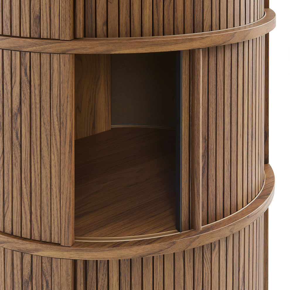 Clement Round Pedestal Stand Storage Table With Sliding Tambour Doors by Modway | Cabinests | Modishstore - 6