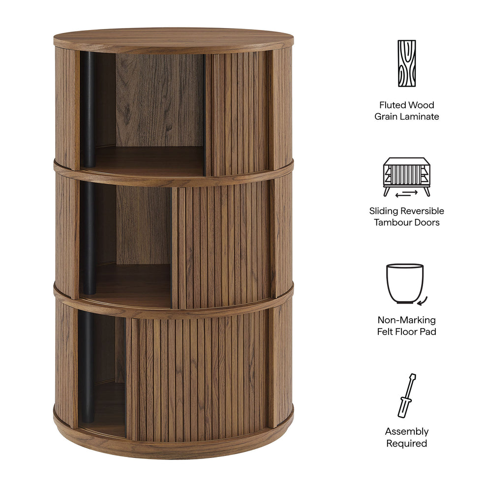Clement Round Pedestal Stand Storage Table With Sliding Tambour Doors by Modway | Cabinests | Modishstore - 11