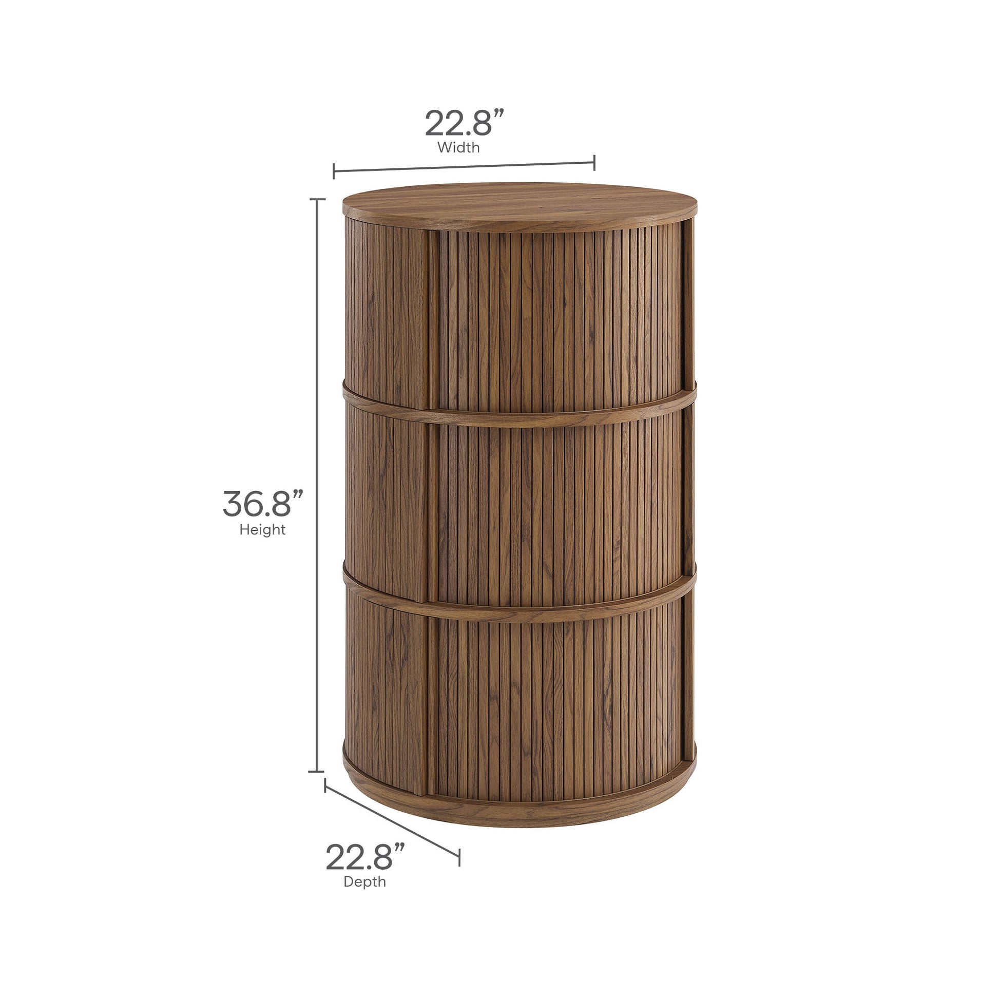 Clement Round Pedestal Stand Storage Table With Sliding Tambour Doors by Modway | Cabinests | Modishstore - 12