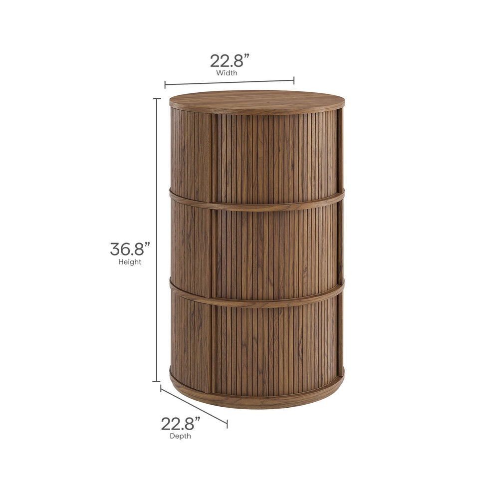 Clement Round Pedestal Stand Storage Table With Sliding Tambour Doors by Modway | Cabinests | Modishstore - 12