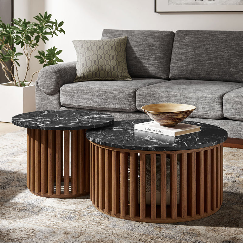 Fortitude Round Faux Marble Top Nesting Coffee Table Set by Modway | Coffee Tables | Modishstore - 1