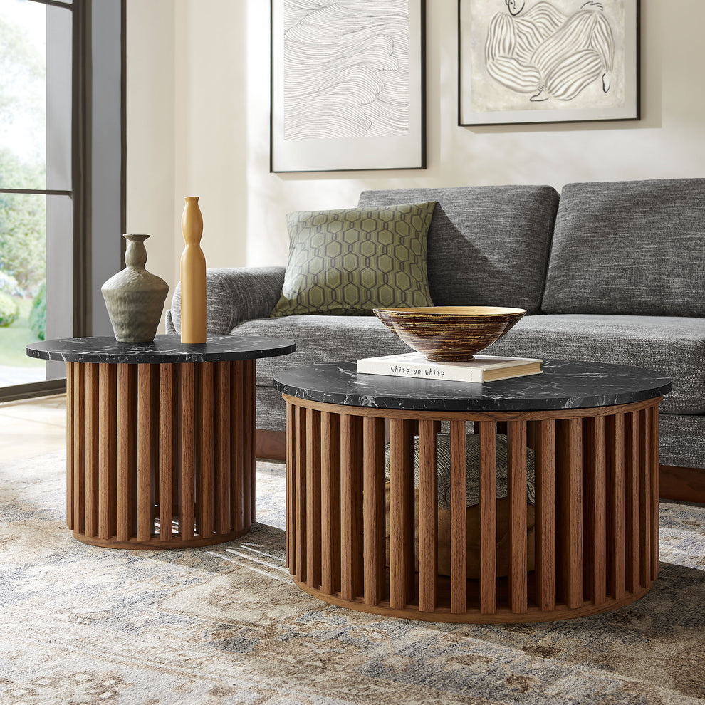 Fortitude Round Faux Marble Top Nesting Coffee Table Set by Modway | Coffee Tables | Modishstore - 4