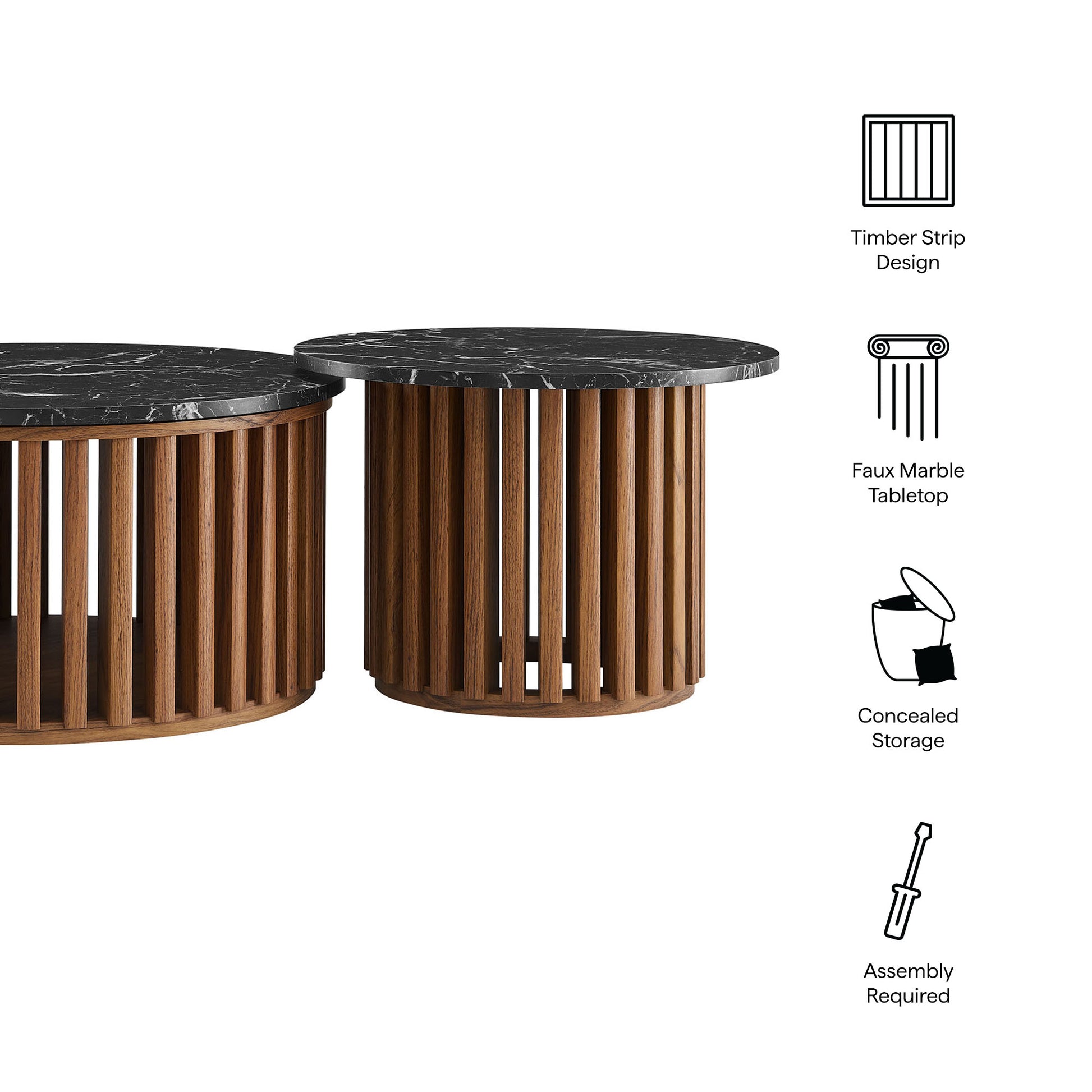 Fortitude Round Faux Marble Top Nesting Coffee Table Set by Modway | Coffee Tables | Modishstore - 13