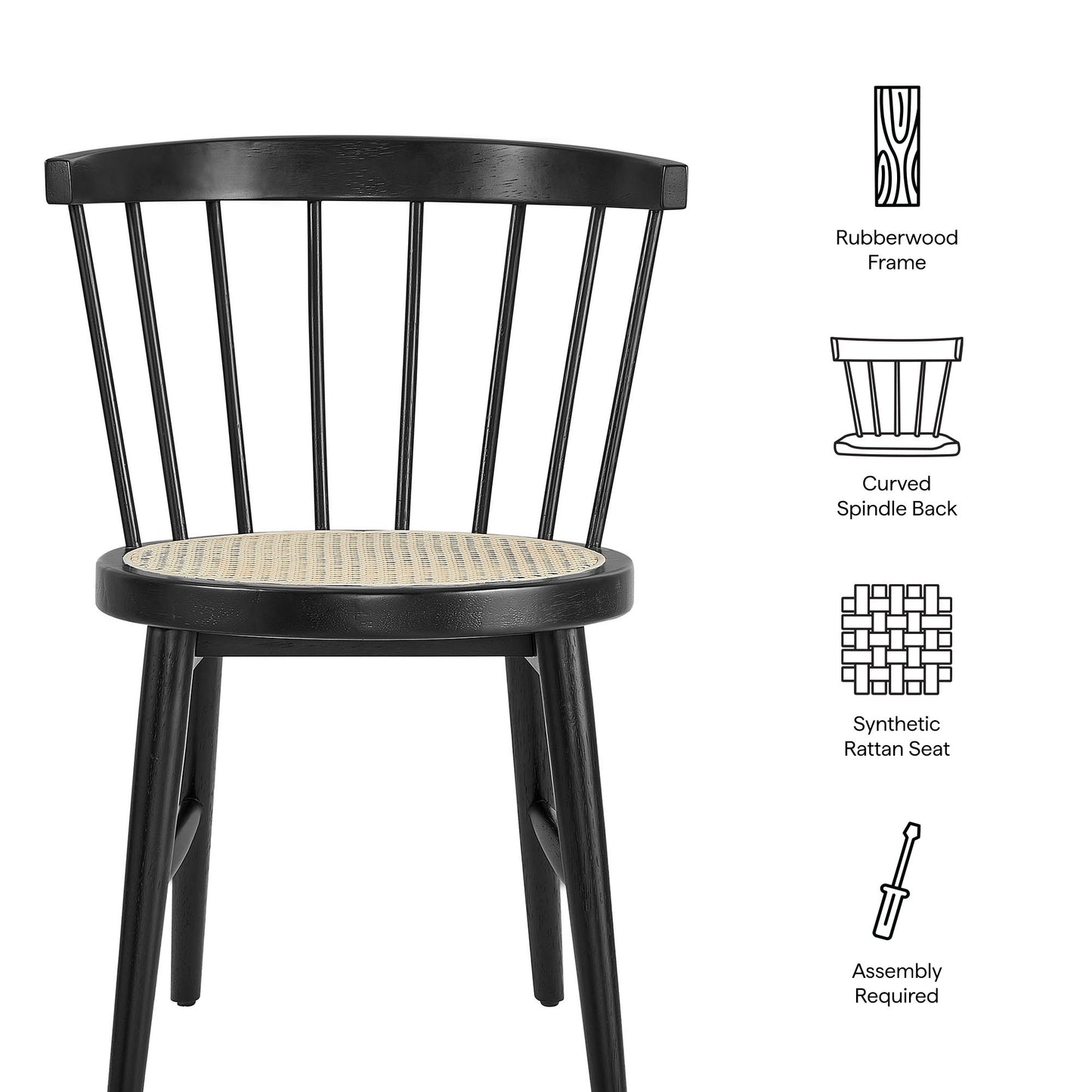 Lykke Curved Spindle Back Dining Chairs Set of 2 by Modway | Dining Chairs | Modishstore - 9