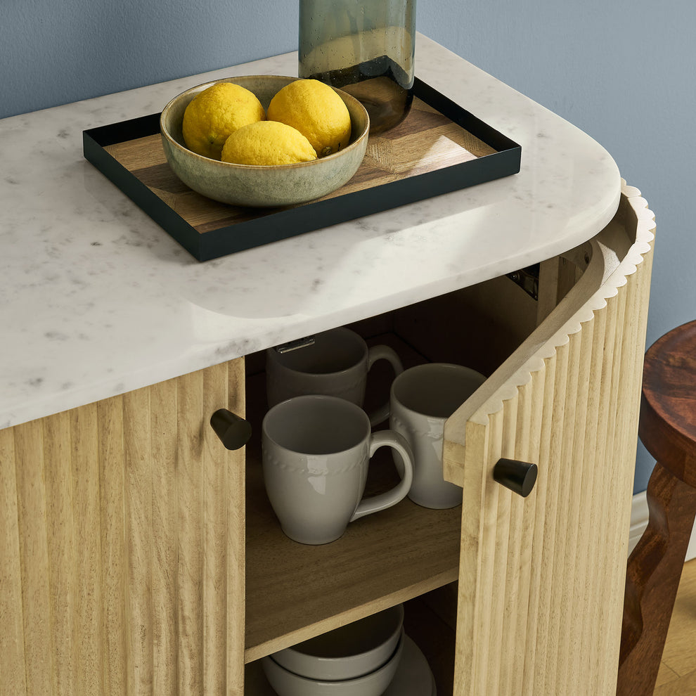 Caldera 33" Curved Solid Wood and Marble Accent Storage Cabinet by Modway | Cabinests | Modishstore - 7