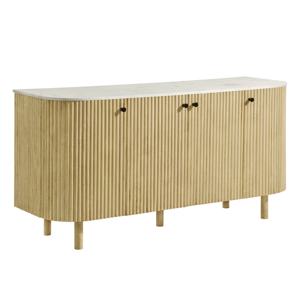 Caldera 60" Curved Solid Wood and Marble Sideboard Storage Cabinet by Modway | Sideboards | Modishstore - 2