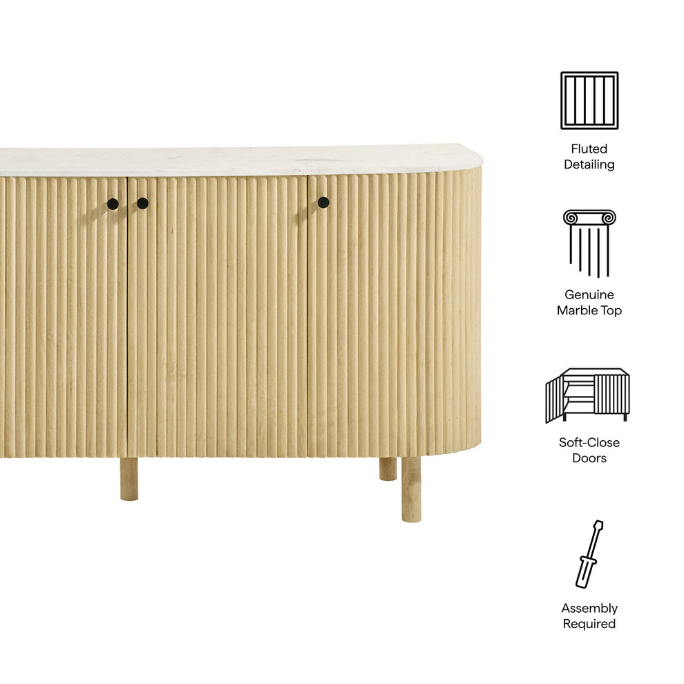 Caldera 60" Curved Solid Wood and Marble Sideboard Storage Cabinet by Modway | Sideboards | Modishstore - 8