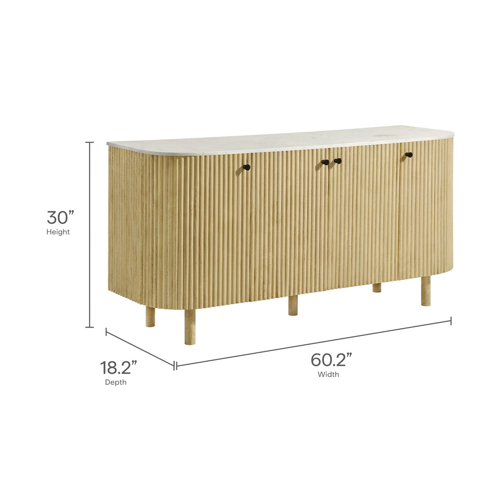Caldera 60" Curved Solid Wood and Marble Sideboard Storage Cabinet by Modway | Sideboards | Modishstore - 9