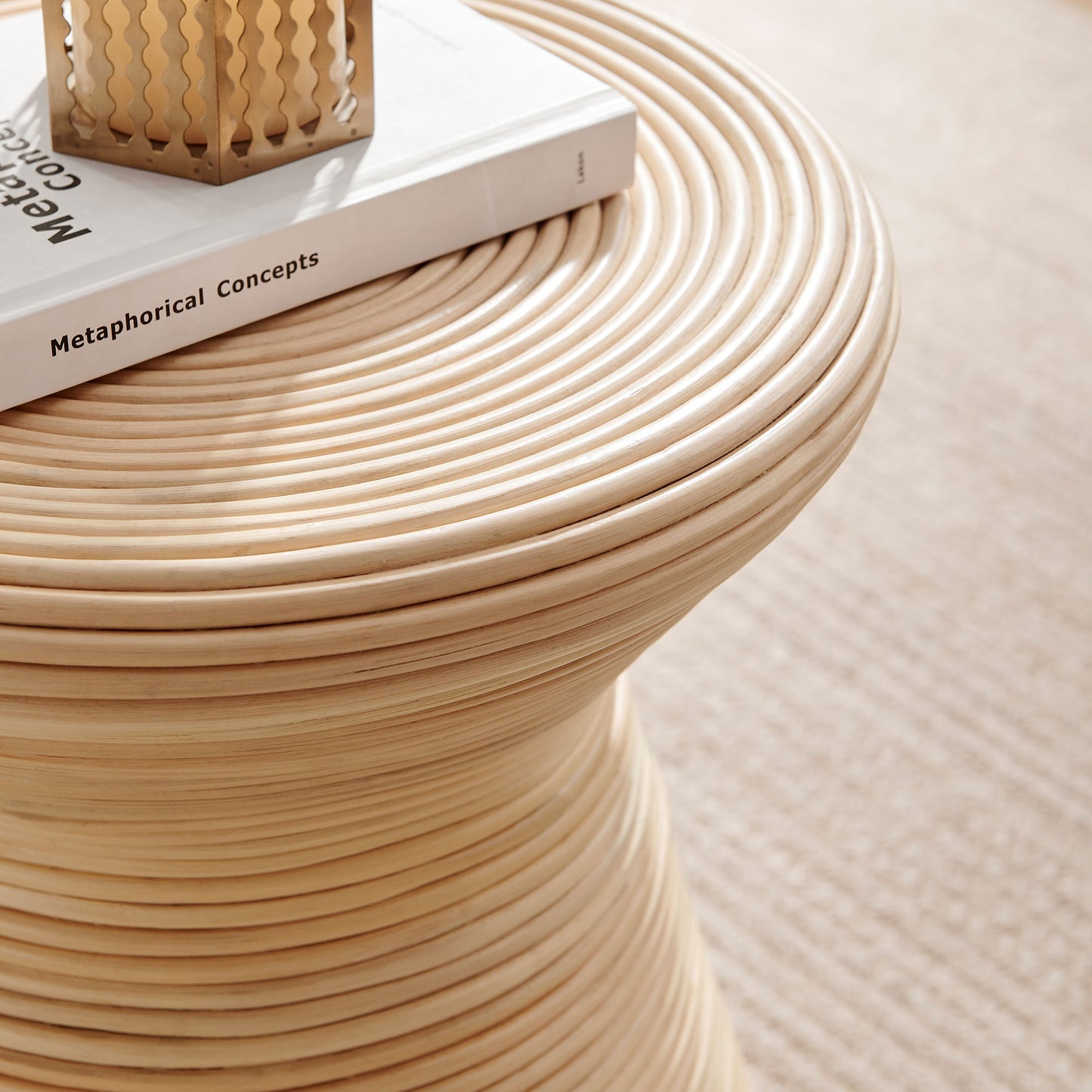 Tavi Hourglass Natural Rattan Round Side Table by Modway