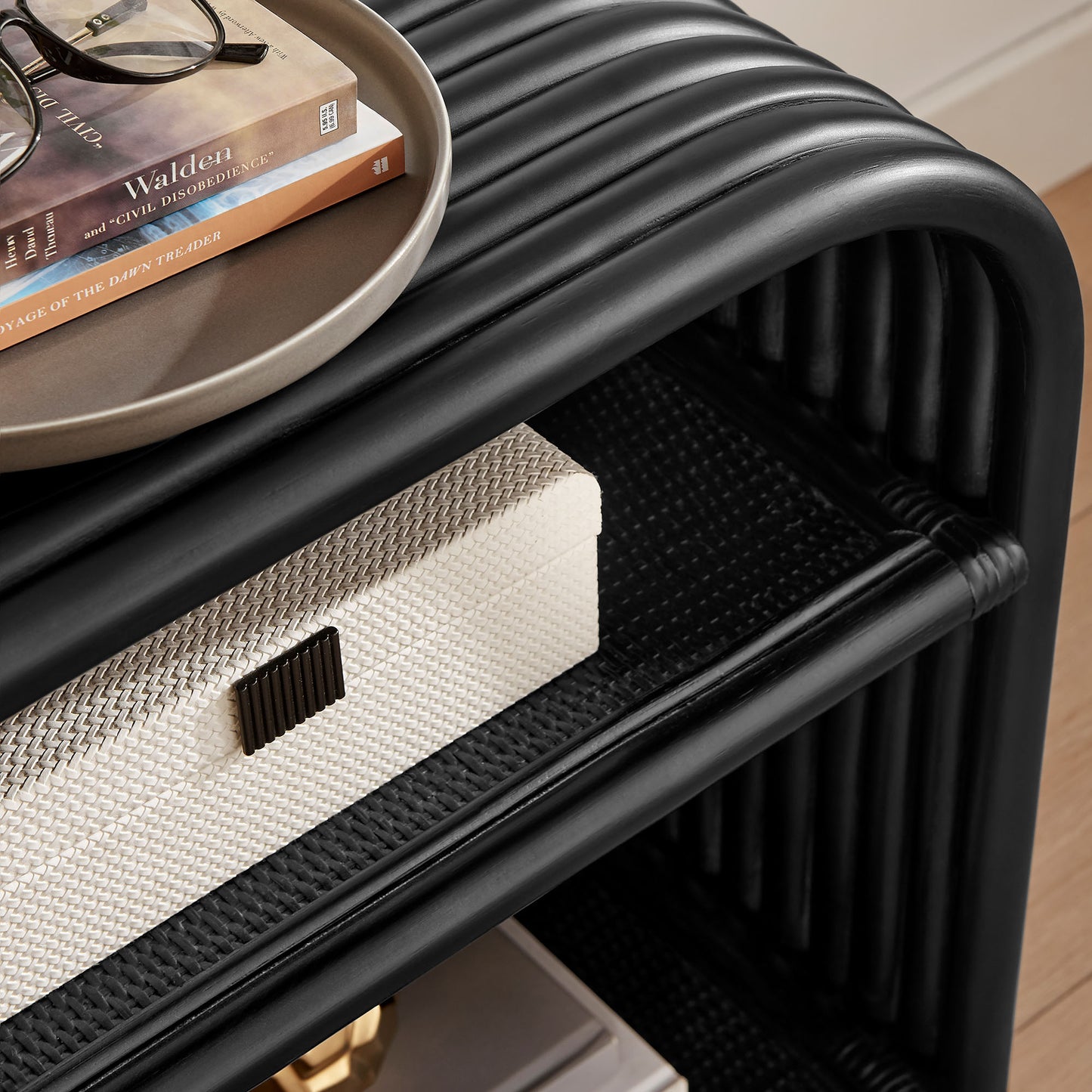 Eve Curved Natural Rattan Side Table by Modway