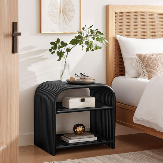 Eve Curved Natural Rattan Side Table by Modway