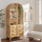 Jane 71 Inch Tall Arched Natural Rattan Bookshelf by Modway