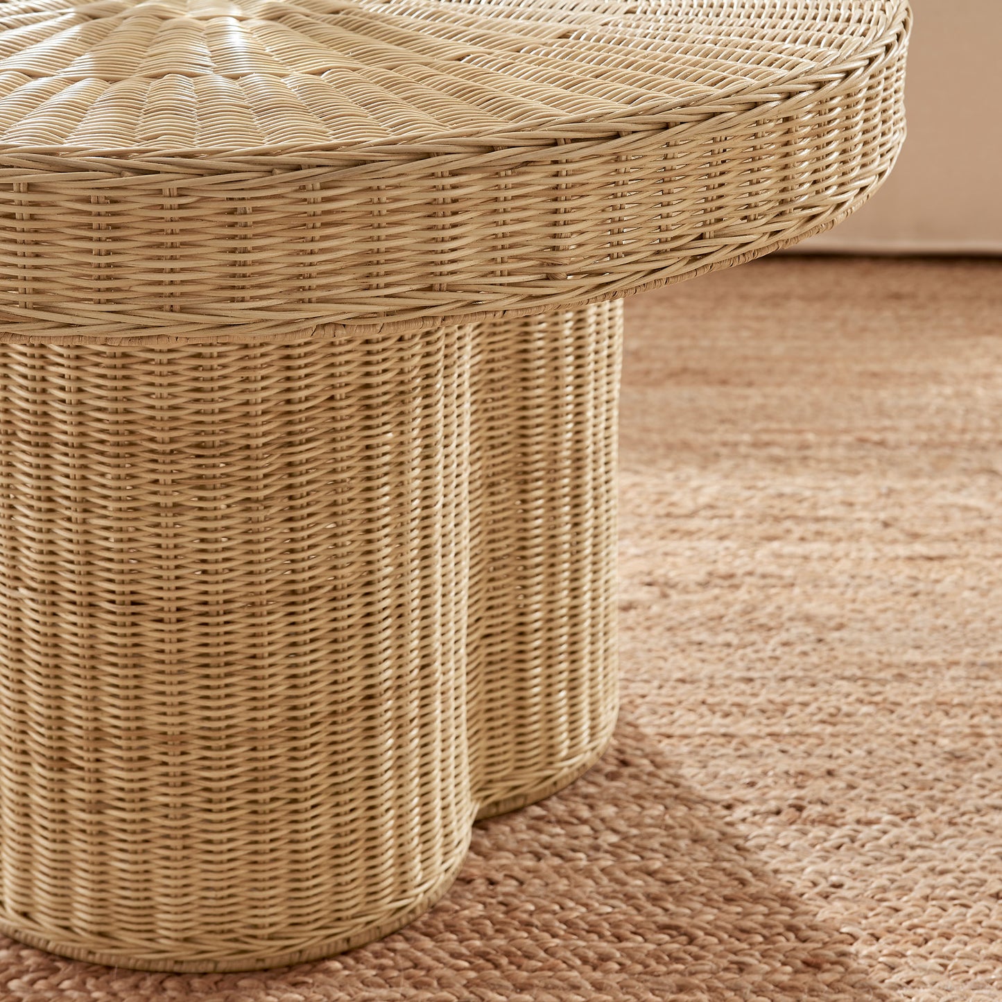 Ainsley 32 Inch Round Natural Rattan Coffee Table by Modway