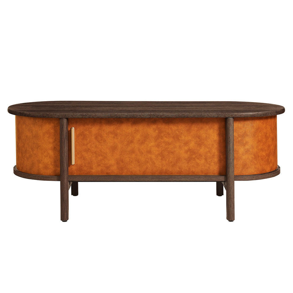 Coralie Curved Vegan Leather Oval Coffee Table by Modway | Accent Tables | Modishstore - 5