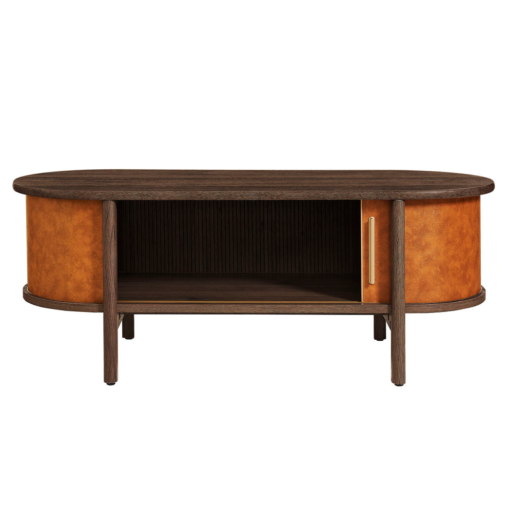 Coralie Curved Vegan Leather Oval Coffee Table by Modway | Accent Tables | Modishstore - 6