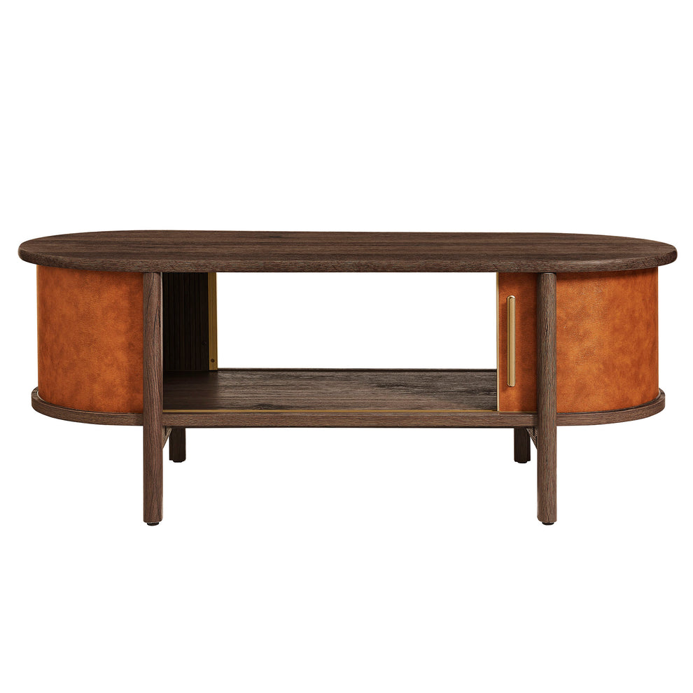 Coralie Curved Vegan Leather Oval Coffee Table by Modway | Accent Tables | Modishstore - 7