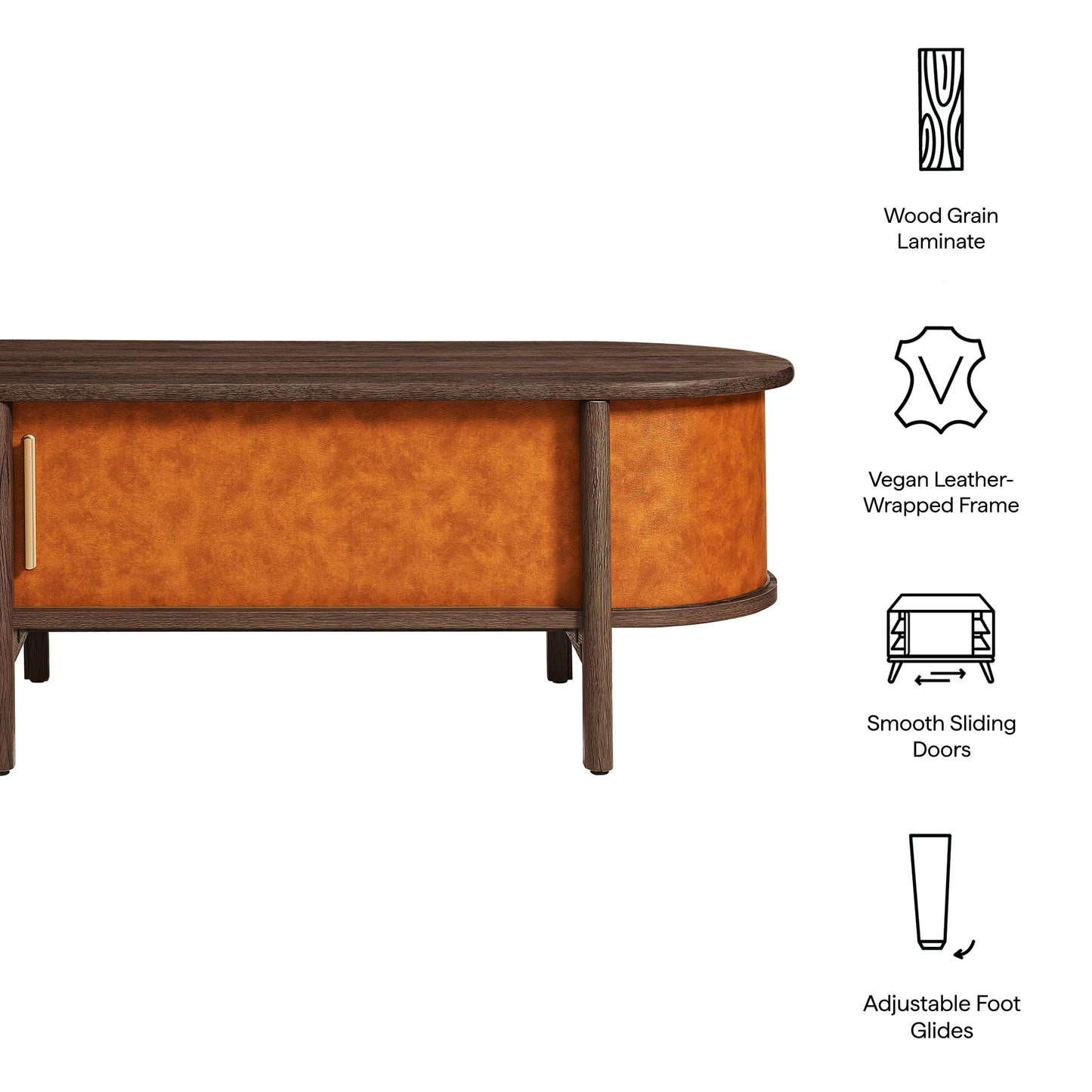 Coralie Curved Vegan Leather Oval Coffee Table by Modway | Accent Tables | Modishstore - 10
