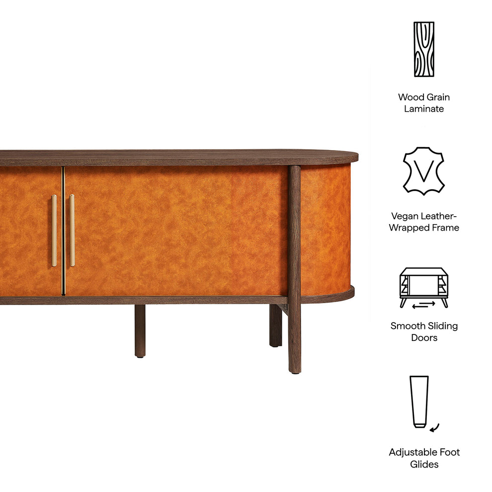 Coralie Curved 71" Vegan Leather Oval TV Stand by Modway | TV Stands | Modishstore - 9