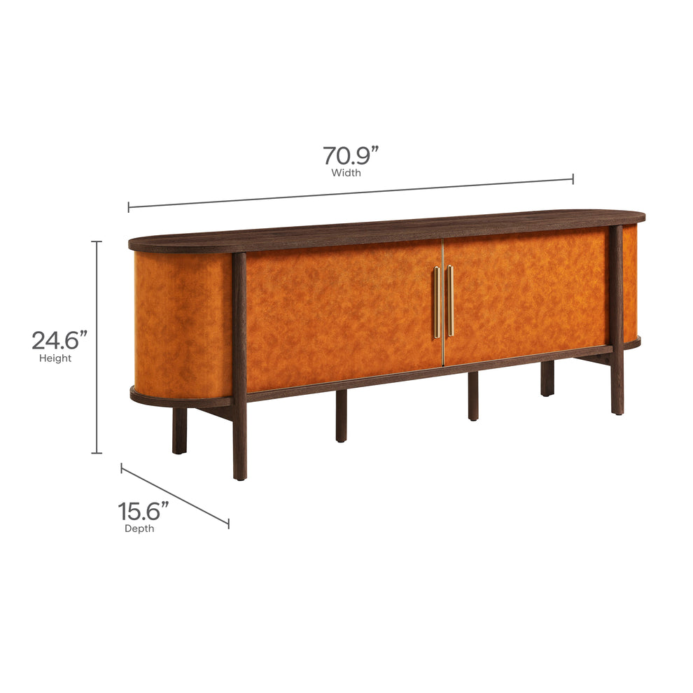 Coralie Curved 71" Vegan Leather Oval TV Stand by Modway | TV Stands | Modishstore - 10
