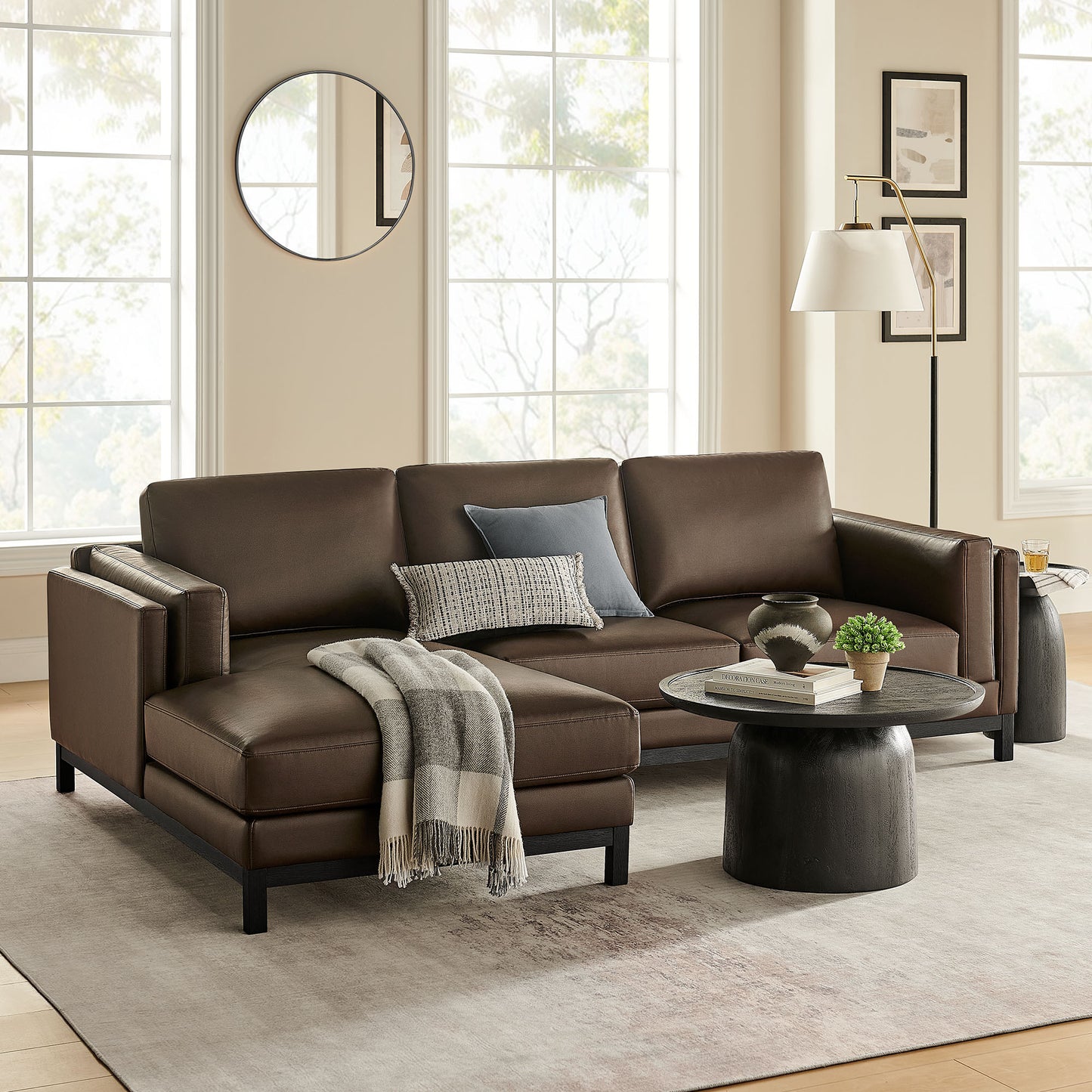 Roscoe Left-Facing Vegan Leather Sectional Sofa with Chaise by Modway