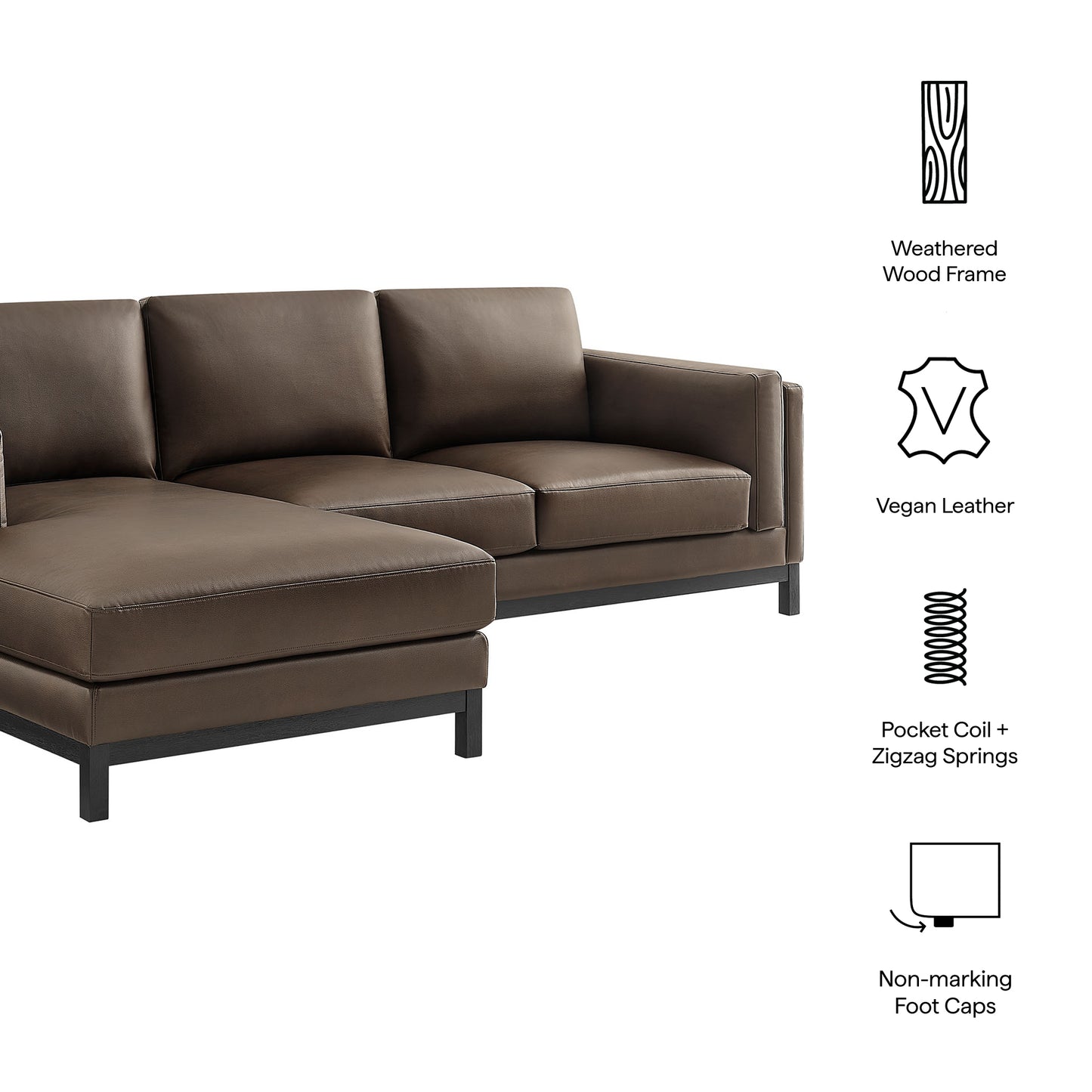 Roscoe Left-Facing Vegan Leather Sectional Sofa with Chaise by Modway