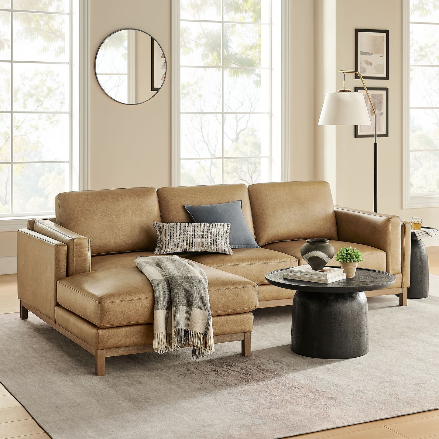 Roscoe Left-Facing Vegan Leather Sectional Sofa with Chaise by Modway