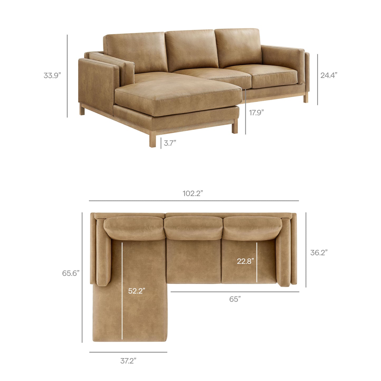 Roscoe Left-Facing Vegan Leather Sectional Sofa with Chaise by Modway