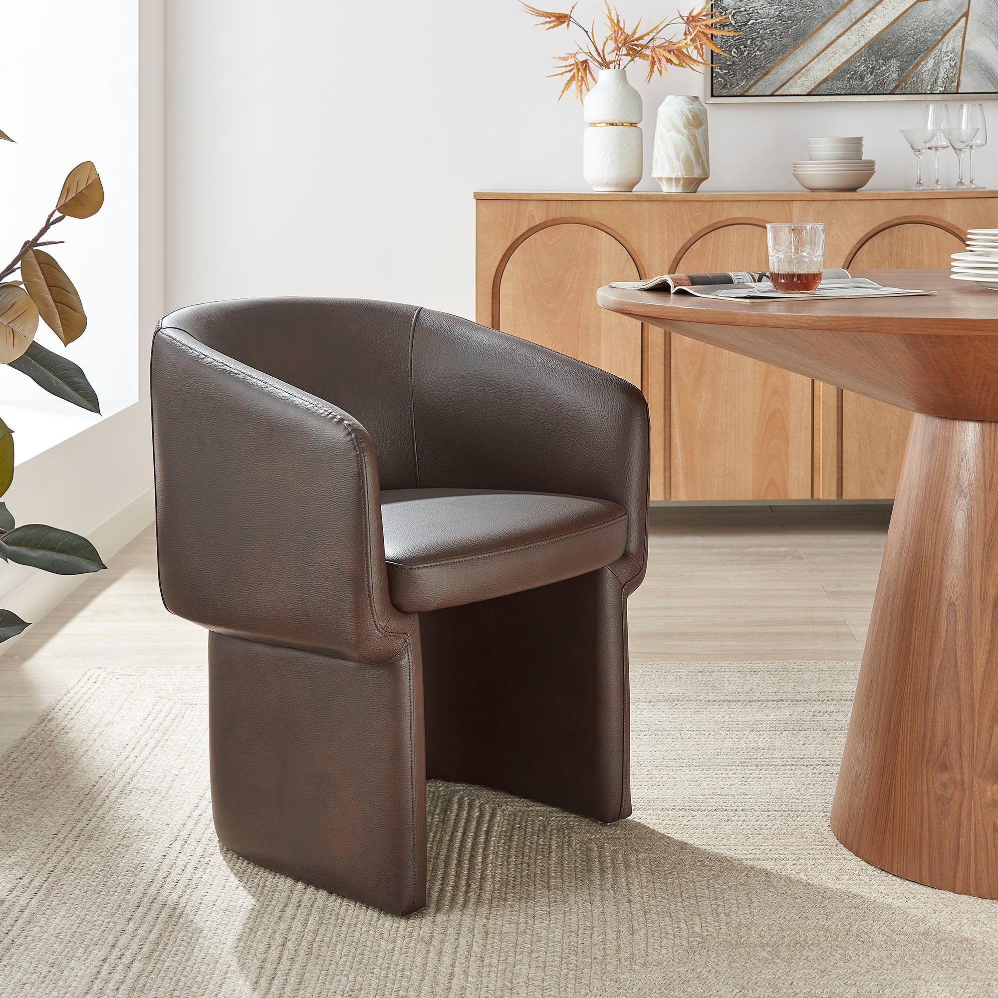 Verity Barrel Back Vegan Leather Dining Chair - Thumbnail 4