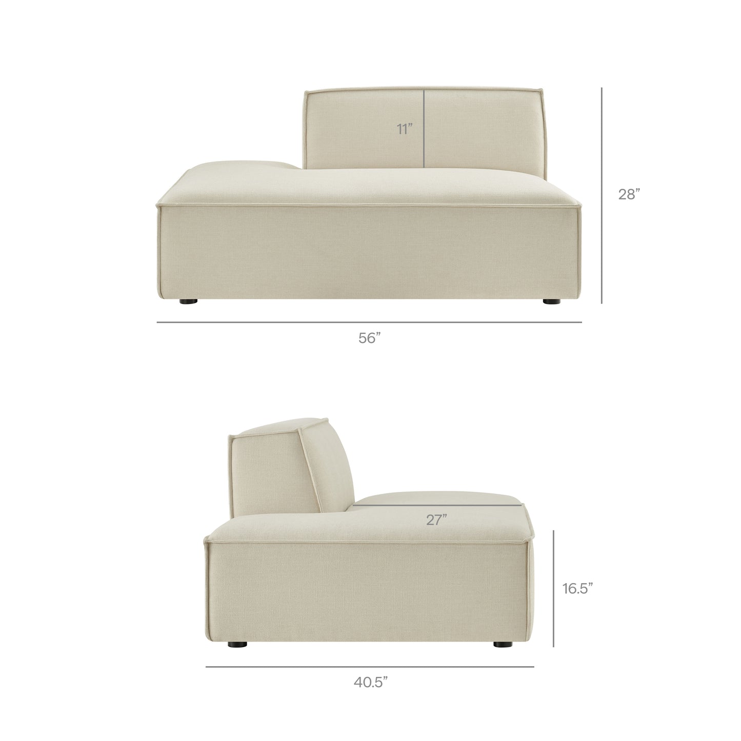 Restore Performance Fabric Upholstered Left-Facing Armless Modular Chaise by Modway